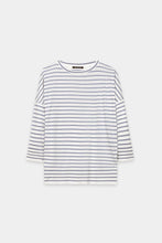 Load image into Gallery viewer, Luisa Cerano Striped Shirt with Ribbed Detail in Blue