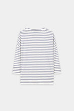 Load image into Gallery viewer, Luisa Cerano Striped Shirt with Ribbed Detail in Blue