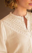 Load image into Gallery viewer, Aspiga Chevron Lace Organic Cotton Shirt in Ecru
