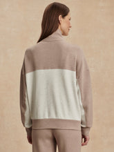Load image into Gallery viewer, Varley Garcia 2-Tone Zip Through Sweater in Ivory Marl/Taupe Marl