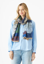 Load image into Gallery viewer, Codello Statement Scarf with Cats Print in Blue