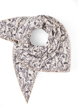 Load image into Gallery viewer, Codello Triangular Scarf with a hand drawn dog print in Grey