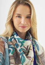Load image into Gallery viewer, Codello Palm Tree Printed Scarf in Blue