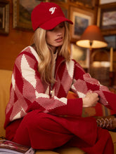 Load image into Gallery viewer, Varley Karina Jacquard Knit Jacket in Red Dahlia