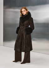 Load image into Gallery viewer, Riani Suede Coat with Faux Fur