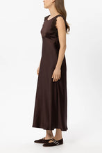 Load image into Gallery viewer, Luisa Cerano Satin Dress with Lace Detail in Marone