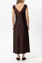 Load image into Gallery viewer, Luisa Cerano Satin Dress with Lace Detail in Marone
