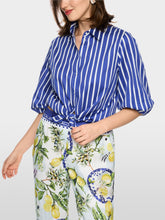 Load image into Gallery viewer, MarcCain Striped Cotton Blouse in Blue