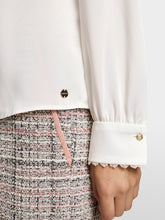 Load image into Gallery viewer, MarcCain Blouse with Lace and Stand-Up Collar in Off-White