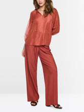Load image into Gallery viewer, Marccain Blouse in Silk-Linen Blend in Rust Red