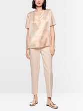 Load image into Gallery viewer, MarcCain Short-Sleeve Pure Silk Blouse in Warm Taupe