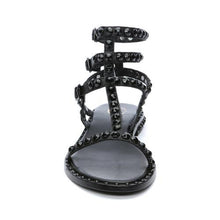 Load image into Gallery viewer, Ash Play Tonal-Studded Flat Sandal in Black