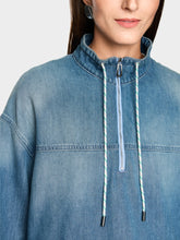 Load image into Gallery viewer, MarcCain Sprty Denim Blouse with Stand-Up Collar