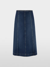 Load image into Gallery viewer, MarcCain Denim Skirt with Pleated Detail in Vintage Indigo