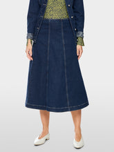 Load image into Gallery viewer, MarcCain Denim Skirt with Pleated Detail in Vintage Indigo