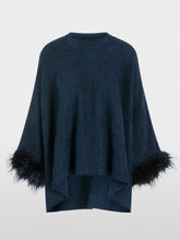 Load image into Gallery viewer, MarcCain Knitted Poncho with Feathers