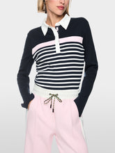 Load image into Gallery viewer, MarcCain Ribbed texture polo shirt with stripes