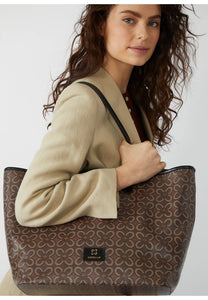 Codello SHOPPER BAG MADE OF COATED CANVAS WITH A MONOGRAM PATTERN IN BROWN DARK