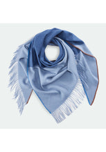 Load image into Gallery viewer, Codello Handmade Triangle Scarf Made with Wool-Cashmere Mix with Fringe in Blue
