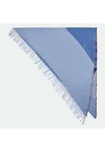 Codello Handmade Triangle Scarf Made with Wool-Cashmere Mix with Fringe in Blue