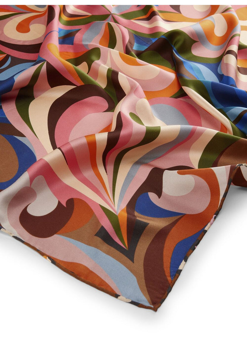 Foulard En Soie Vintage Codello - Dimensions 86x87 Cm, Motif Multicolore, Occasion Parfait état