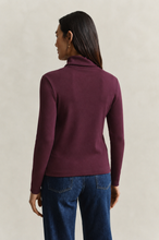 Load image into Gallery viewer, Gant Ribbed Turtleneck in Darkened Wine