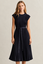 Load image into Gallery viewer, Gant Belted Pleated Dress in Evening Blue