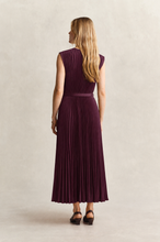 Load image into Gallery viewer, Gant Belted Pleated Dress in Darkened Wine