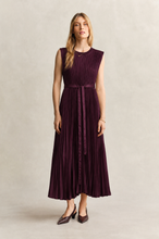 Load image into Gallery viewer, Gant Belted Pleated Dress in Darkened Wine