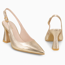 Load image into Gallery viewer, Lodi Risedis Sling-Back High Heels in Gold