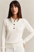 Load image into Gallery viewer, Gant Lambswool Cable Knit Rugger in Cream