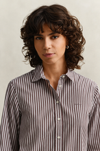 Load image into Gallery viewer, Gant Classic Poplin Striped Shirt in Deep Brown