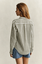 Load image into Gallery viewer, Gant Striped Classic Poplin Shirt in Country Green