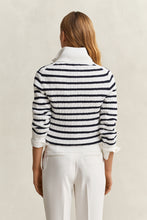 Load image into Gallery viewer, Gant Stretch Cable Stripe Half-Zip Sweater in Eggshell