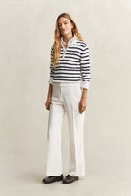 Load image into Gallery viewer, Gant Stretch Cable Stripe Half-Zip Sweater in Eggshell