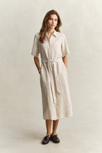 Load image into Gallery viewer, Gant Striped Shirt Dress in Oat Beige