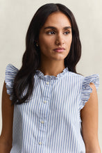 Load image into Gallery viewer, Gant Striped Ruffle Blouse in Hydrangea Blue