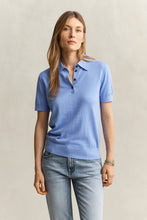 Load image into Gallery viewer, Gant Knitted Short Sleeve Rugger in Hydrangea Blue