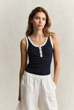 Load image into Gallery viewer, Gant Contrast Colour Ribbed Tank Top in Blue