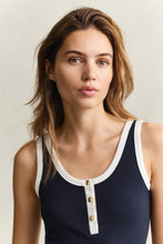 Load image into Gallery viewer, Gant Contrast Colour Ribbed Tank Top in Blue