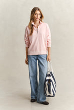 Load image into Gallery viewer, Gant Washed Sheild Half-Zip Sweater in Apricot Pink