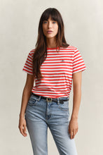 Load image into Gallery viewer, Gant Striped Shield T-Shirt on Perfect Red