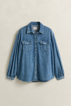 Load image into Gallery viewer, Gant Denim Volume Sleeve Shirt in Mid Blue