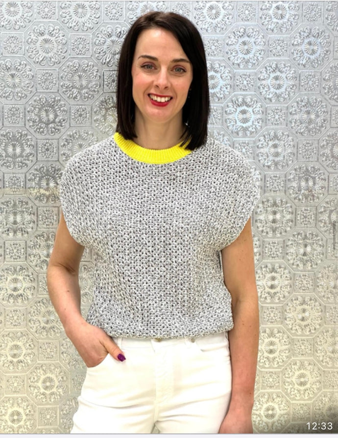 Fabiana Filippi Grey Sweater with Yellow Trim