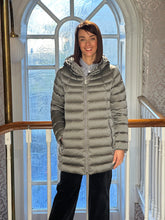 Load image into Gallery viewer, Colmar Hooded A-Line Down Jacket in Steel