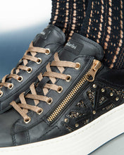 Load image into Gallery viewer, NeroGiardini Leather and Technical Fabric Trainers in Black