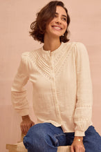 Load image into Gallery viewer, Aspiga Chevron Lace Organic Cotton Shirt in Ecru