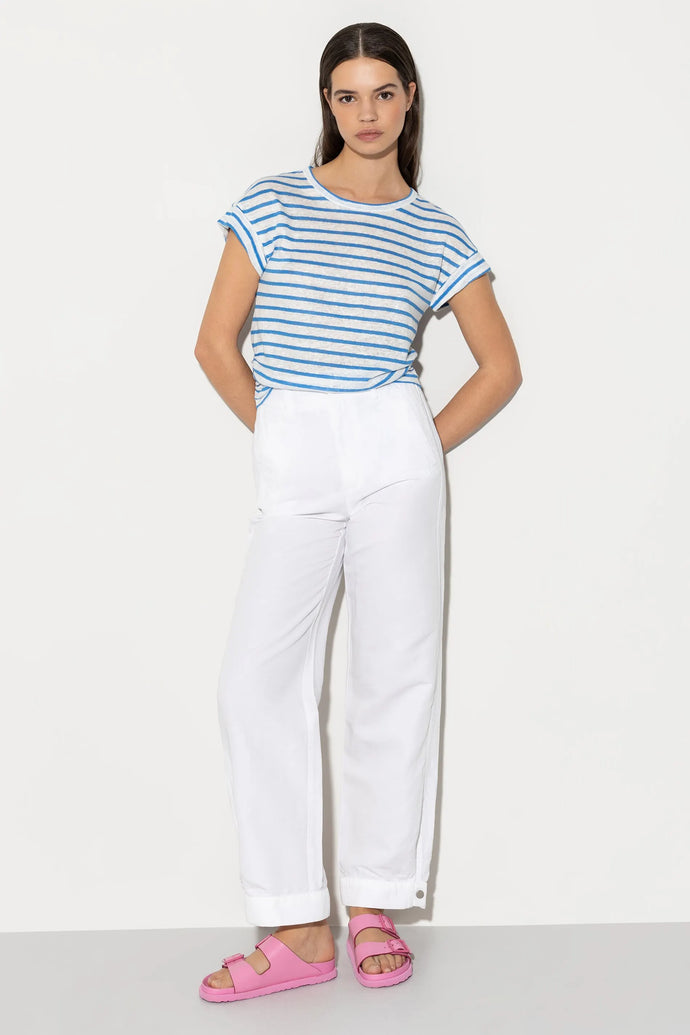 Luisa Cerano Striped Linen Shirt in Blue