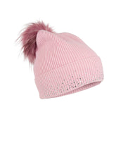 Load image into Gallery viewer, MarcCain Hat with Faux Fur Pom-Pom and Sequins in Chalk Pink