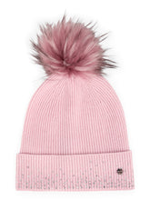 Load image into Gallery viewer, MarcCain Hat with Faux Fur Pom-Pom and Sequins in Chalk Pink